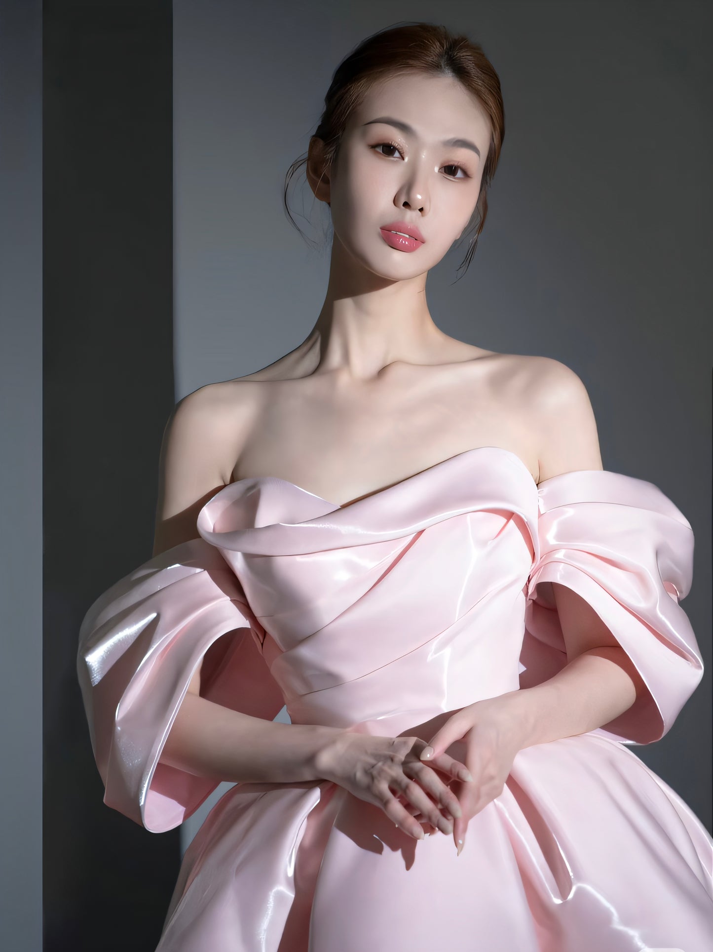 Chic Pink Off-Shoulder Cute Shimmering Fabric A-line Homecoming Short Dress AP0635