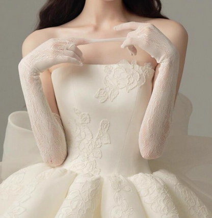 Ethereal Strapless Evening Dress Backless Tulle Bow-Knot A-line Homecoming Short Dress AP0636