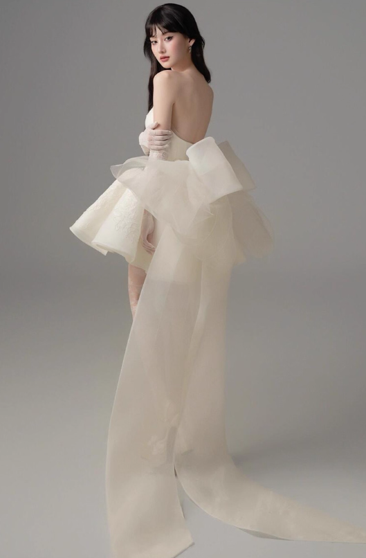 Ethereal Strapless Evening Dress Backless Tulle Bow-Knot A-line Homecoming Short Dress AP0636