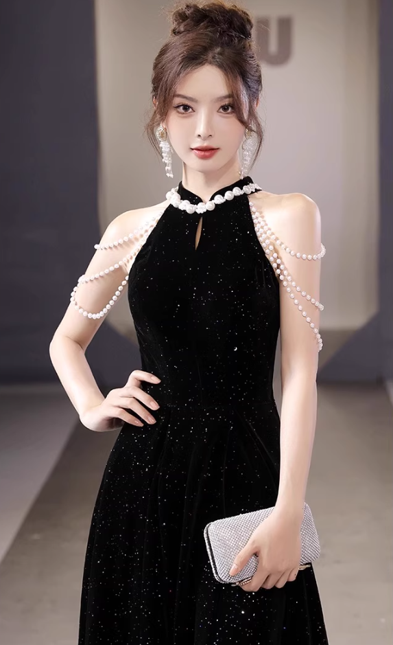 Charming Jewel Neck Sleeveless Host Evening Feast Glow Strapless Hollow-Out Prom Dress AP0658