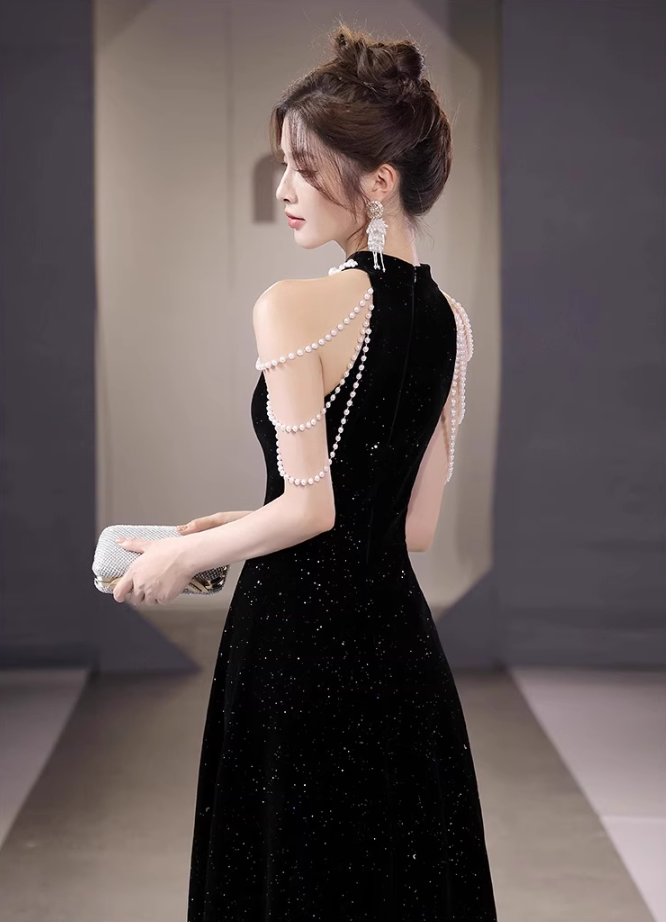 Charming Jewel Neck Sleeveless Host Evening Feast Glow Strapless Hollow-Out Prom Dress AP0658