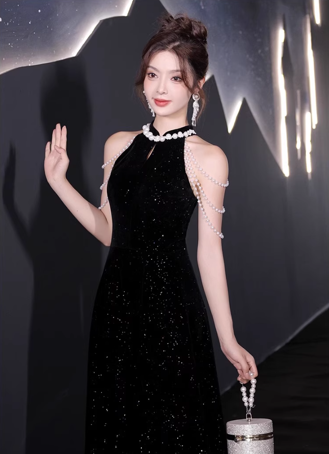 Charming Jewel Neck Sleeveless Host Evening Feast Glow Strapless Hollow-Out Prom Dress AP0658