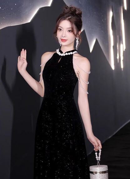 Charming Jewel Neck Sleeveless Host Evening Feast Glow Strapless Hollow-Out Prom Dress AP0658