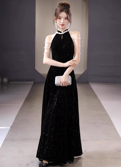 Charming Jewel Neck Sleeveless Host Evening Feast Glow Strapless Hollow-Out Prom Dress AP0658