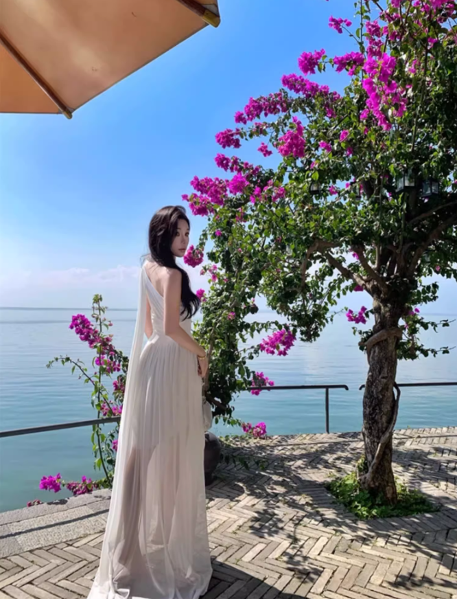 Classical One Shoulder Fluid Draping Maxi Dress Floor Length Sheath Long Dress AP0679