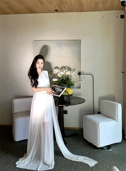 Classical One Shoulder Fluid Draping Maxi Dress Floor Length Sheath Long Dress AP0679