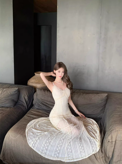 Viral Simple Silhouettes Maxi Dress Spaghetti Strap Hollow-Out Flattering Long Dress AP0693