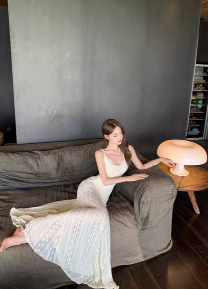 Viral Simple Silhouettes Maxi Dress Spaghetti Strap Hollow-Out Flattering Long Dress AP0693