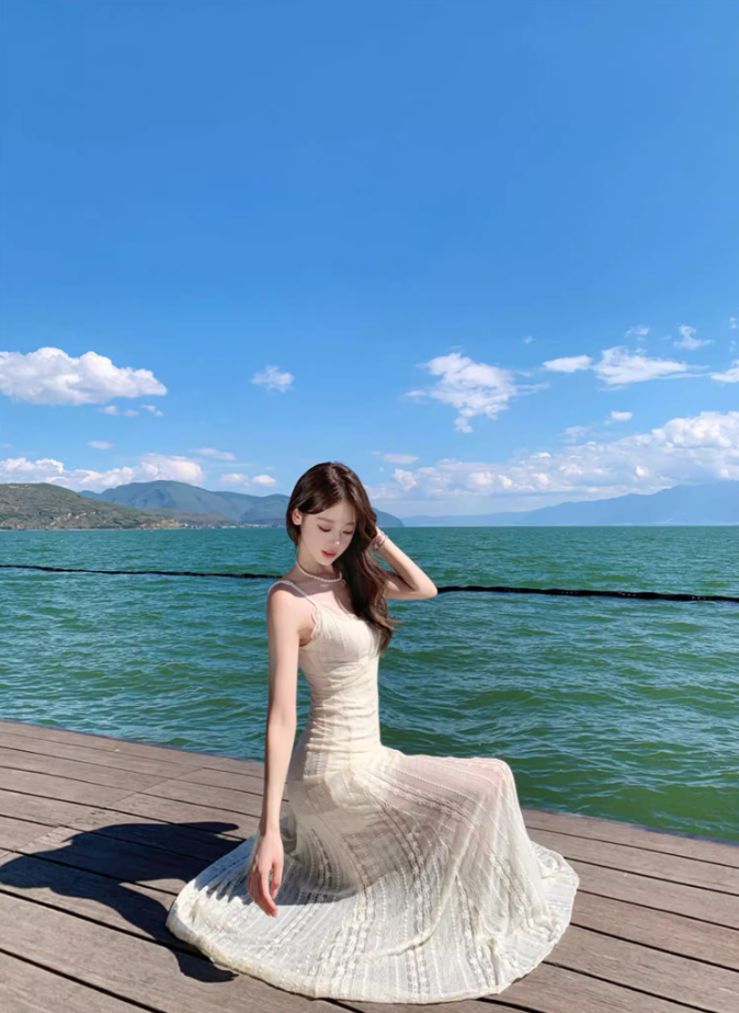 Viral Simple Silhouettes Maxi Dress Spaghetti Strap Hollow-Out Flattering Long Dress AP0693