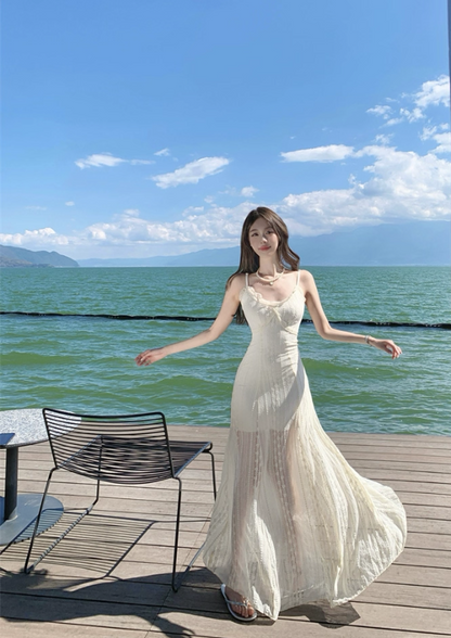 Viral Simple Silhouettes Maxi Dress Spaghetti Strap Hollow-Out Flattering Long Dress AP0693