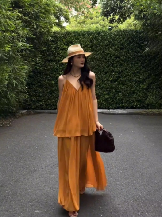 Boho Style Two Piece Set Oversize Maxi Dress Backless V-Neck Travel Outfit Long Dress AP0694