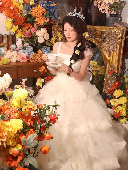 Elegant Off-Shoulder Ball Gown Gorgeous Strapless Trimmed Evening Dress A-line Prom Dress AP0728