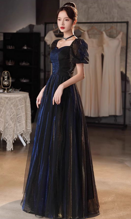Glamorous shimmering Metallic Vibe Maxi Dress Puff Sleeve Ribbon tied Bow Prom Long Dress AP0740