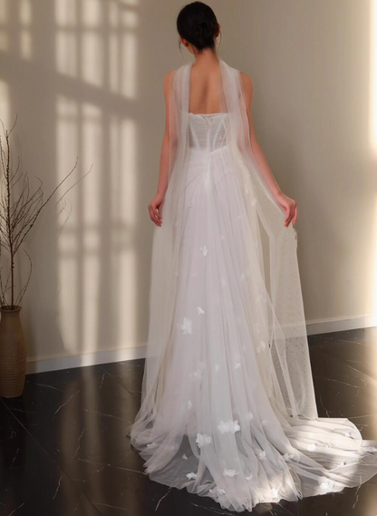 Vogue Tulle Layered 3D Petal Strapless Feast Dress Elegant Cinched-Waist Prom Dress AP0773