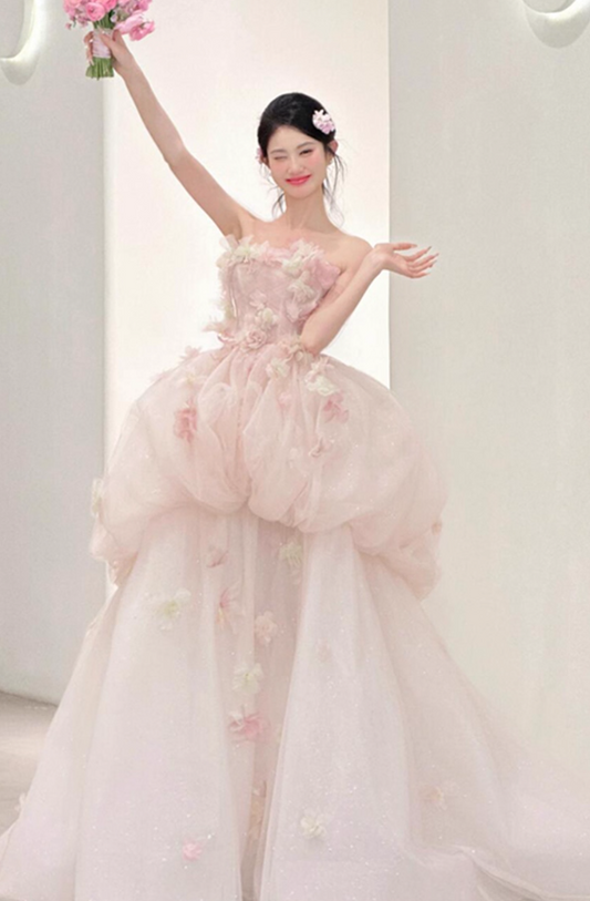 Classic Romance Off-Shoulder Cloud - Like Evening Dress 3D Floral - Embellished Prom Dress AP0777