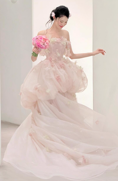 Classic Romance Off-Shoulder Cloud - Like Evening Dress 3D Floral - Embellished Prom Dress AP0777