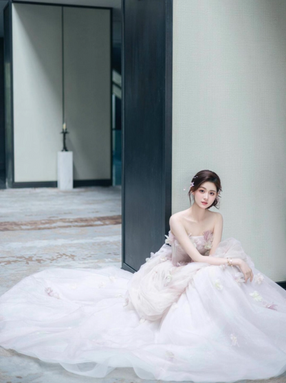 Classic Romance Off-Shoulder Cloud - Like Evening Dress 3D Floral - Embellished Prom Dress AP0777