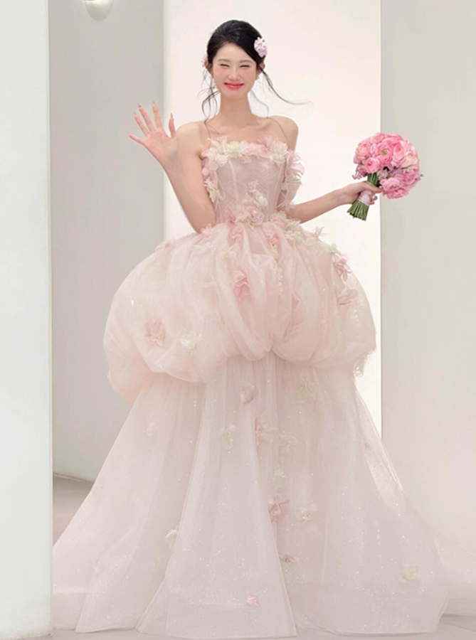 Classic Romance Off-Shoulder Cloud - Like Evening Dress 3D Floral - Embellished Prom Dress AP0777