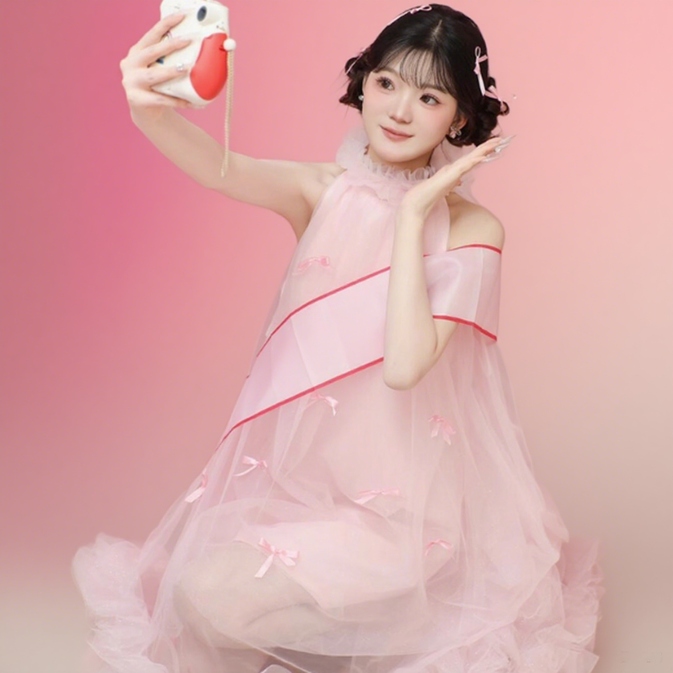 Cute Pink Ruffles Hem Feast Birthday Gown Dress Loose Style Halter Homecoming Dress AP0785