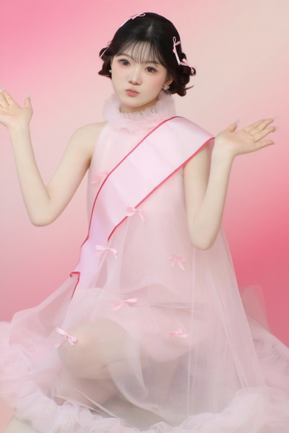 Cute Pink Ruffles Hem Feast Birthday Gown Dress Loose Style Halter Homecoming Dress AP0785