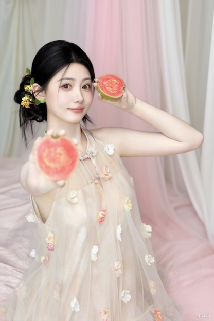 Chic Pearl Button Floral Appliques Feast Ceremonies Dress Tulle Overlay Halter Prom Dress AP0790