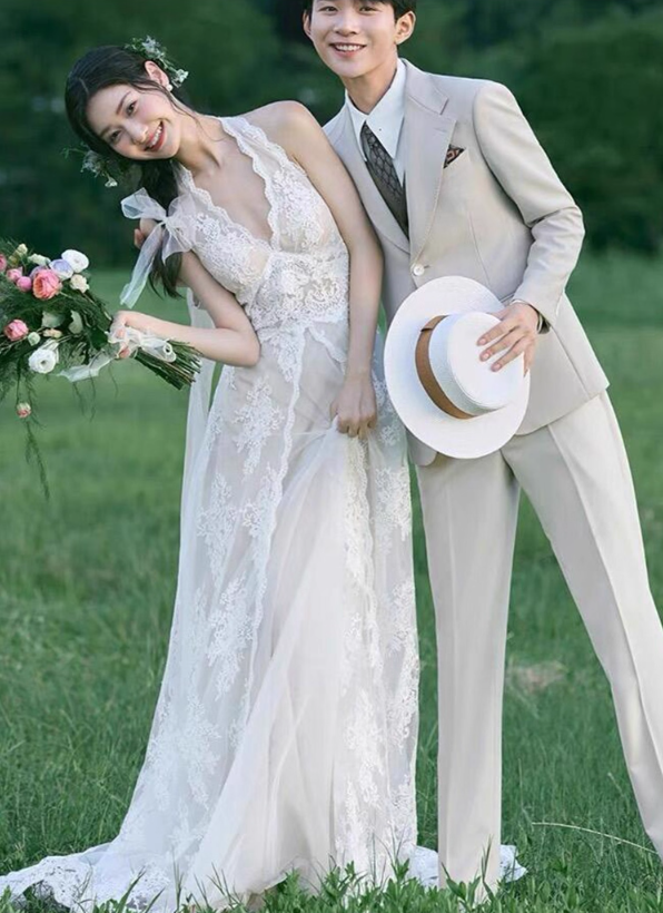 Chic Texture Lace Floral Maxi Dress Niche Applique Tulle Layered Halter Prom Dress AP0798