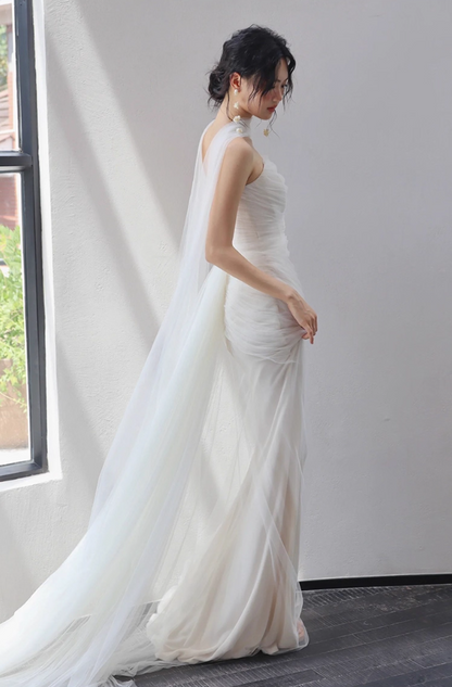 High Quality Tulle Overlay Strapless Mermaid Bodycon Minimalism Evening Prom Dress AP0832