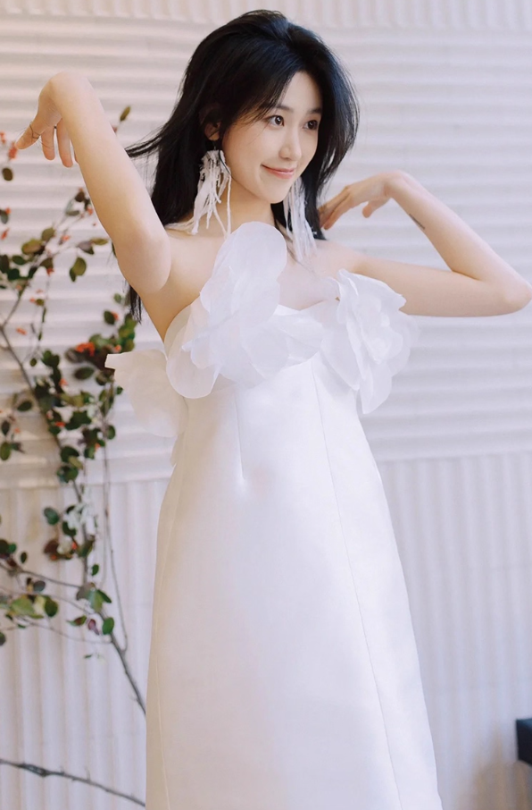 Minimalist Applique Tulle Splicing Bridal Dress Strapless Smooth Fabric Wedding Dress AP0835