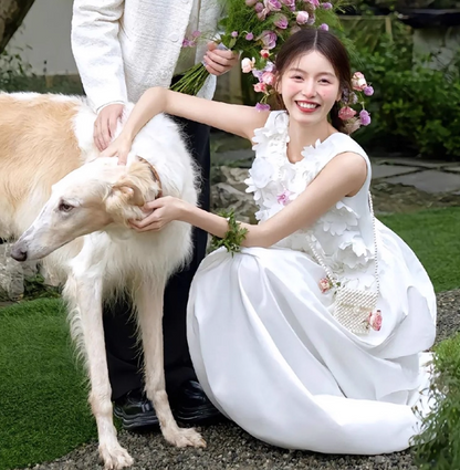 Niche Stereo Floral Bridal Maxi Dress Soft Fabric Cute Flowy Hem Wedding Dress AP0838