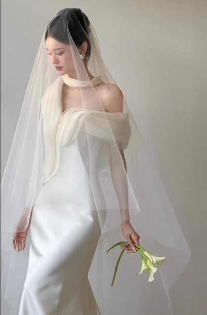 Elegant Asymmetric Neckline Evening Mermaid Off-Shoulder Minimalism Satin Fabric Prom Dress AP0851