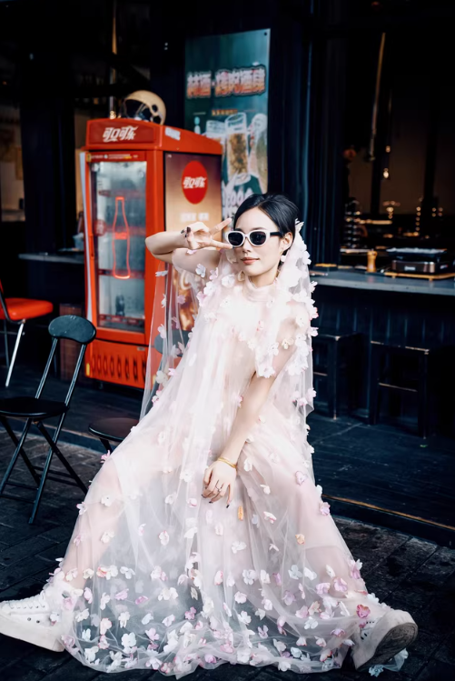 Multi-Colored 3D Floral Applique Evening Dress Sleeveless Sheer Tulle Overlayer Halter Prom Dress AP0865