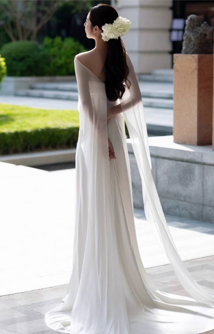 Elegant Lustrous Satin Fabric Strapless Evening Dress Tulle Stole Overlay Minimalist Backless Prom Dress AP0867