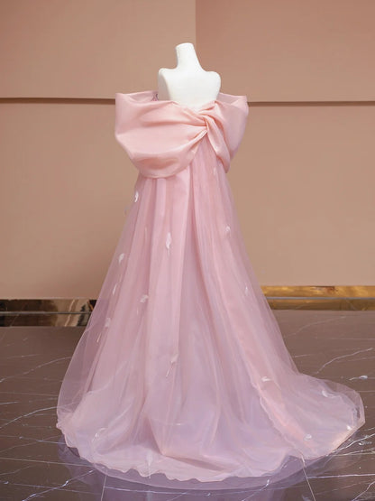 Ornate Off-Shoulder Tulle Party Dress A-Line Petal Details Prom Dress AP0888