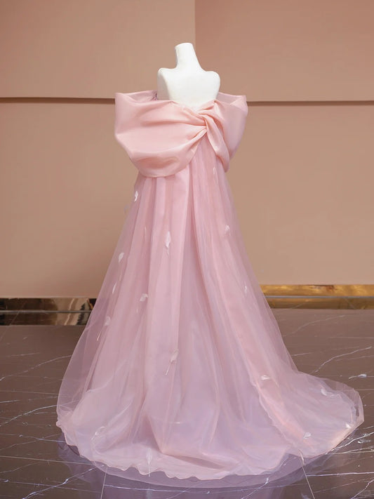 Ornate Off-Shoulder Tulle Party Dress A-Line Petal Details Prom Dress AP0888