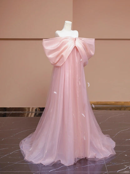 Ornate Off-Shoulder Tulle Party Dress A-Line Petal Details Prom Dress AP0888