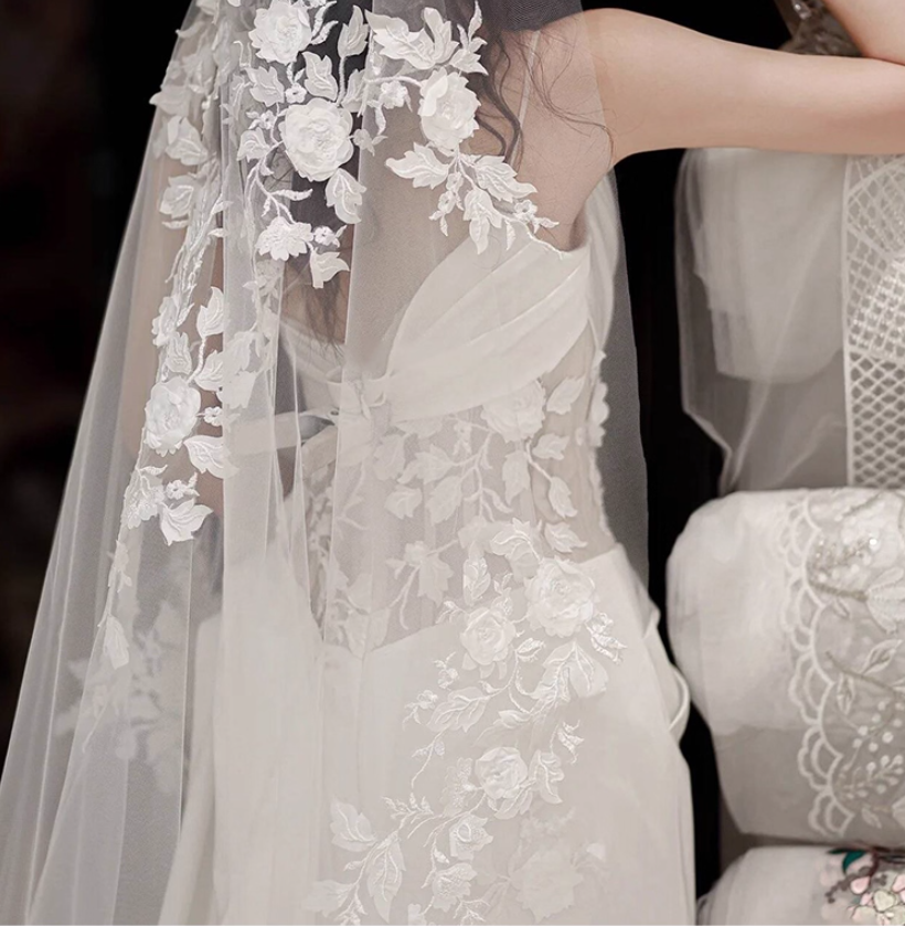 Dreamy Applique Tulle Splicing Birthday Outfit Maxi Dress Asymmetric Neckline Prom Dress AP0925