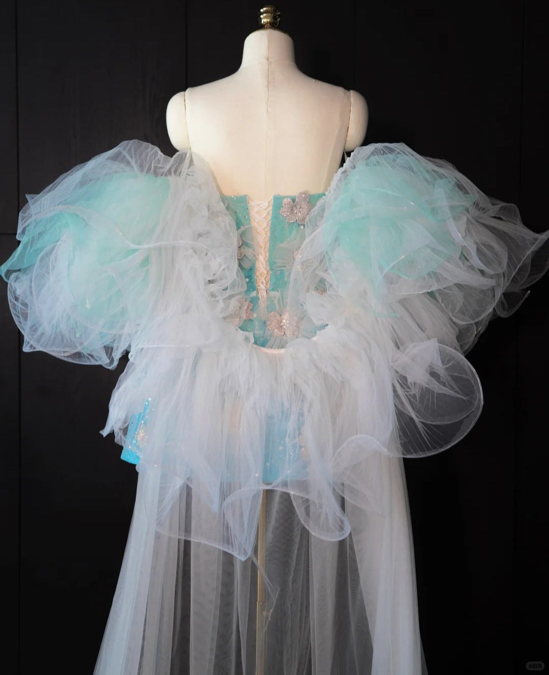 Vibrant Stereo Floral Tulle Layered Puff Sleeve Mini Dress Beading A-Line Homecoming Dress AP0993