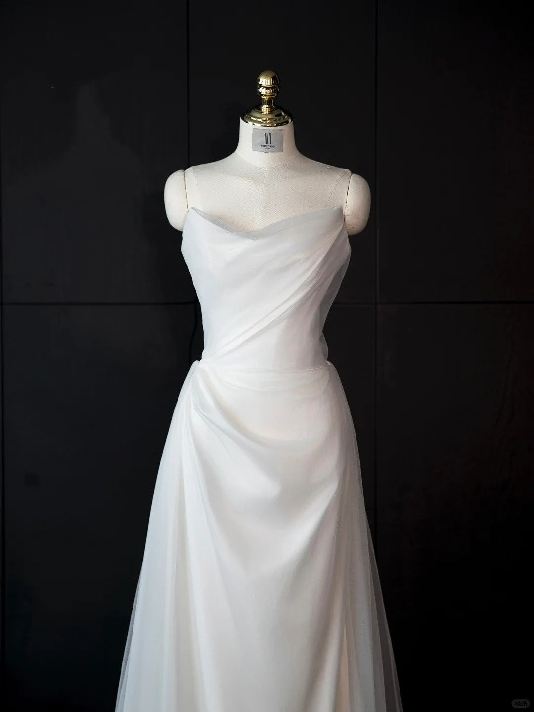 Classical Satin Splicing Lace Layered Bridal Maxi Dress Strapless Cinched-Waist Wedding Dress AP0997