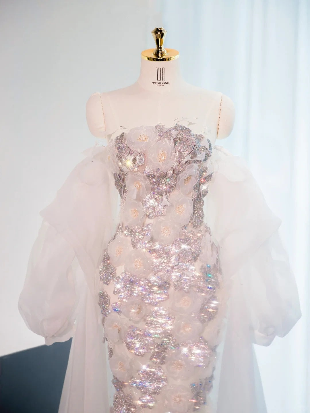 Chic Off-Shoulder Tulle Splicing Sheath Mermaid Dress Sweet 16 Beading Applique Design Prom Dress AP1030