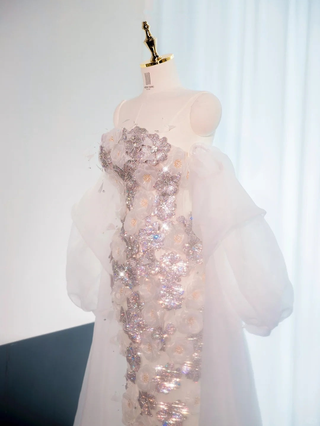 Chic Off-Shoulder Tulle Splicing Sheath Mermaid Dress Sweet 16 Beading Applique Design Prom Dress AP1030