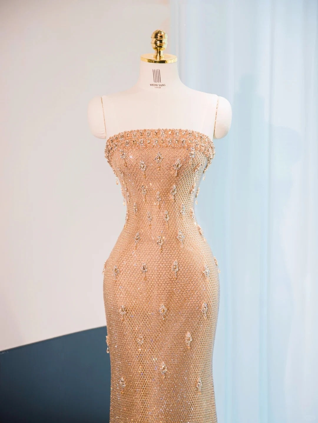 New Tendency Sparkle Rhinestone Mermaid Dress With Lining Sheen Tulle Cascade Prom Dress AP1034