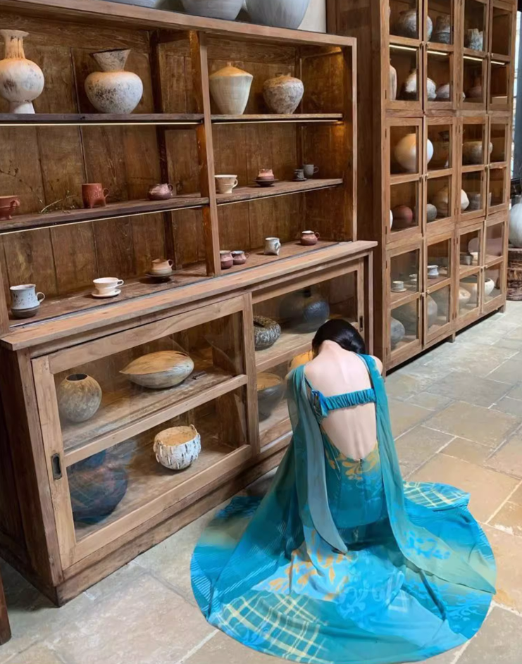 Boho Style Artistic Patterns Maxi Dress Flowy Design Spaghetti Strap Long Dress AP1092