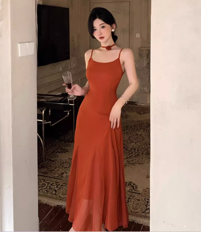 Graceful Tulle Overlay Sheath Maxi Dress Flowy Spaghetti Strap Everyday Wear Long Dress AP1144