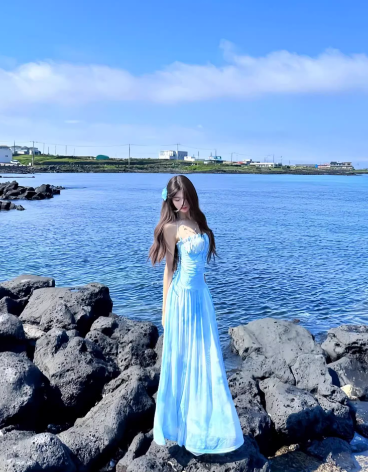 Charming Sheer-Inset Tie-Dye Maxi Dress Casual Draped Flowy Backless Halter Long Dress AP1174