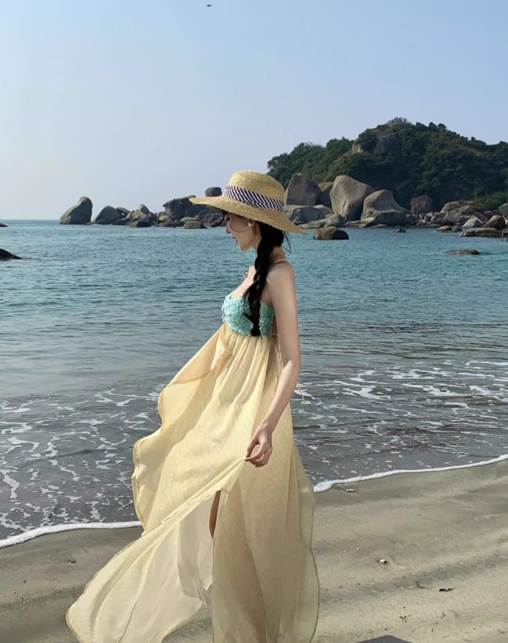 Elegant Glittering Sequins Design Flowy Maxi Dress Photogenic Asymmetric Hem Ruffles Long Dress AP1215