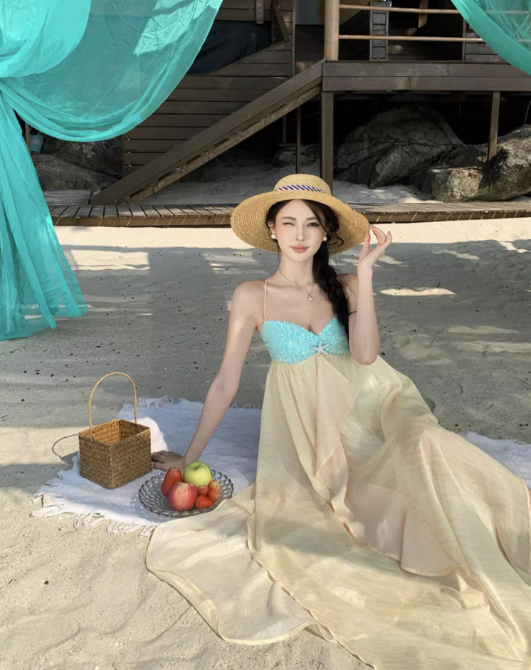 Elegant Glittering Sequins Design Flowy Maxi Dress Photogenic Asymmetric Hem Ruffles Long Dress AP1215