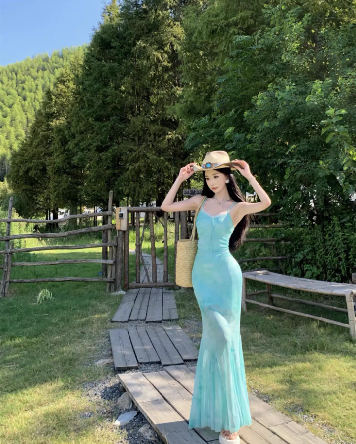 French Style Lace Trimmed Maxi Dress Graceful Tulle Overlay Double Layers Long Dress AP1254