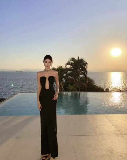 Alluring Cutout Strapless Mermaid Maxi Dress Charming Sheath Feast Outfit Long Dress AP1325