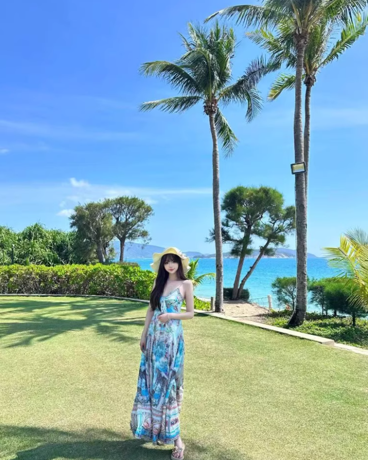 Boho Style Coastal Trips Floral Print Maxi Dress Retro Glittering Crystal Design Flowy Long Dress AP1356