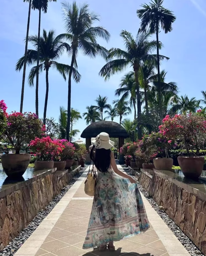 Boho Style Coastal Trips Floral Print Maxi Dress Retro Glittering Crystal Design Flowy Long Dress AP1356